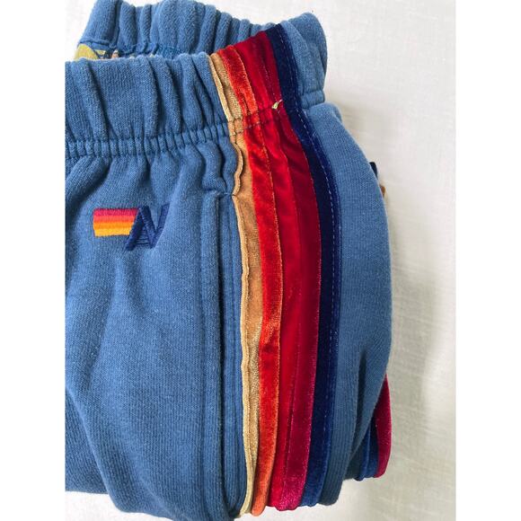 Aviator Nation Blue Joggers sweatpants with velvet colored stripes M - Picture 11 of 11
